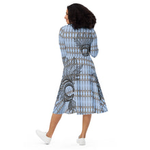 Load image into Gallery viewer, Makini Blue by Hakuole Designs long sleeve midi dress
