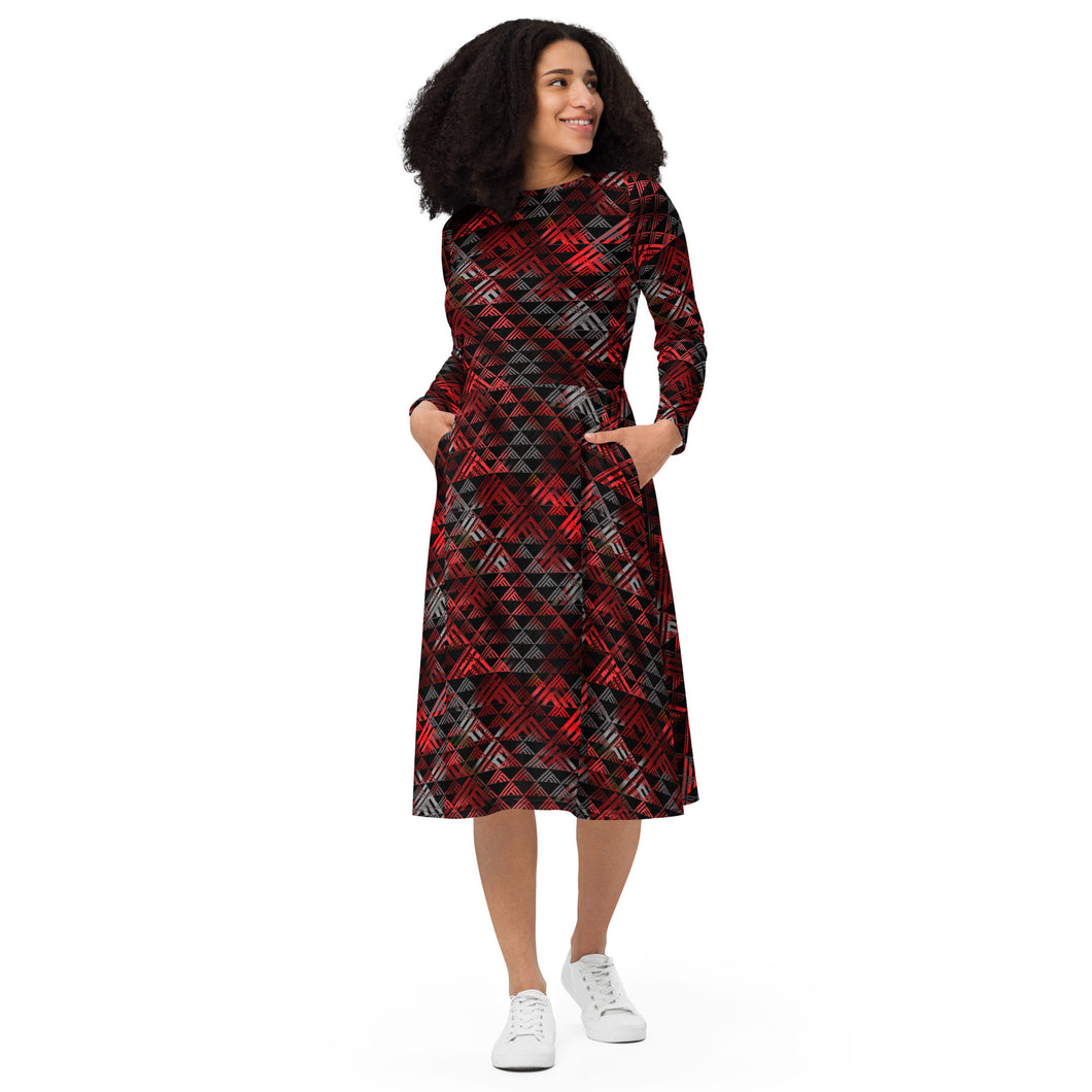 Kanakaflage Ula by Hakuole Designs  long sleeve midi dress