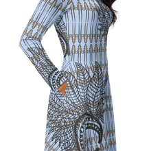 Load image into Gallery viewer, Makini Blue by Hakuole Designs long sleeve midi dress
