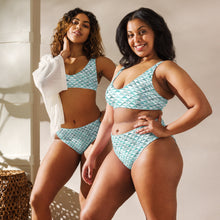 Load image into Gallery viewer, Hauneneʻe (Glacier) by Hakuole Designs high-waisted lole ʻau kai bikini
