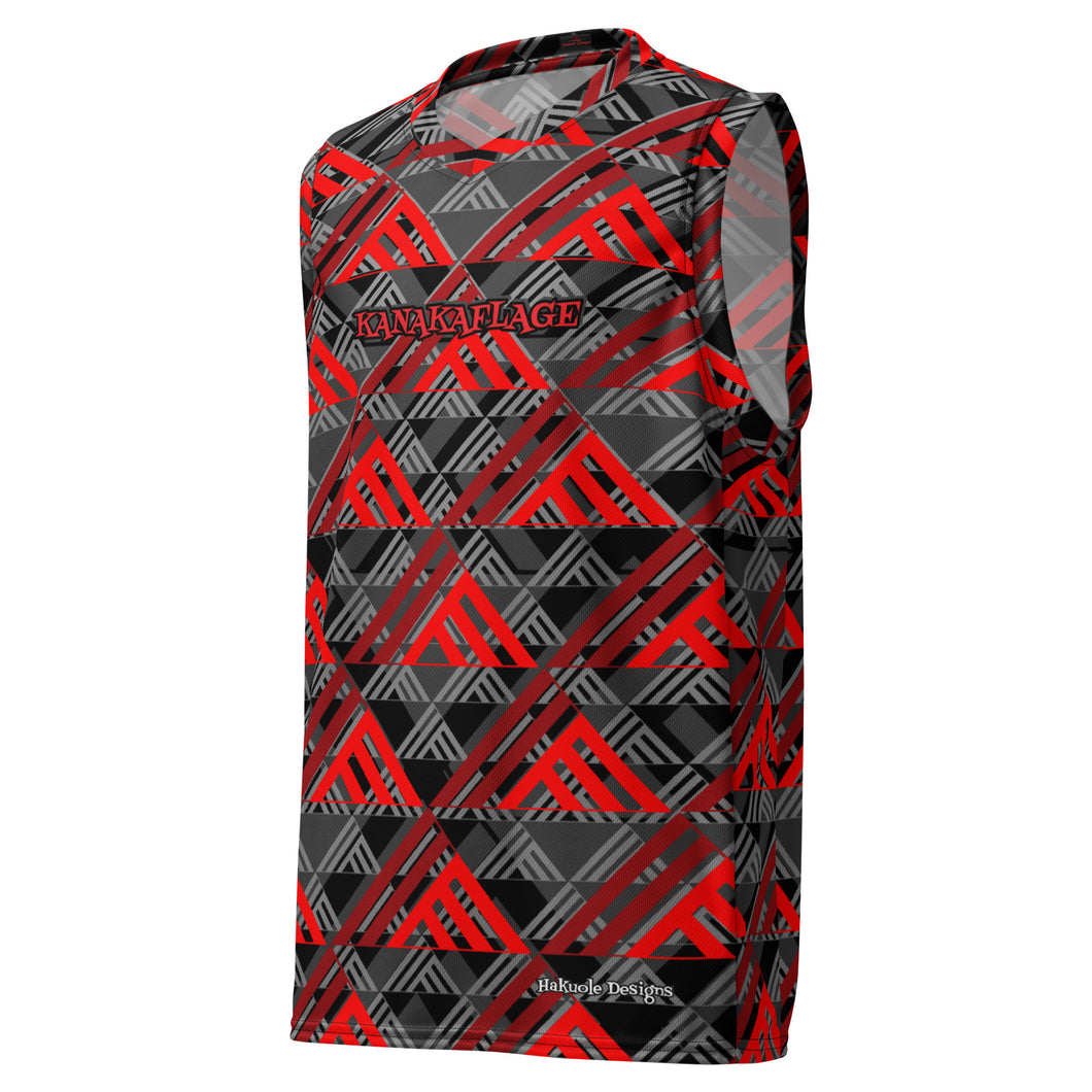 Kanakaflage Red by Hakuole Designs Recycled unisex sports jersey