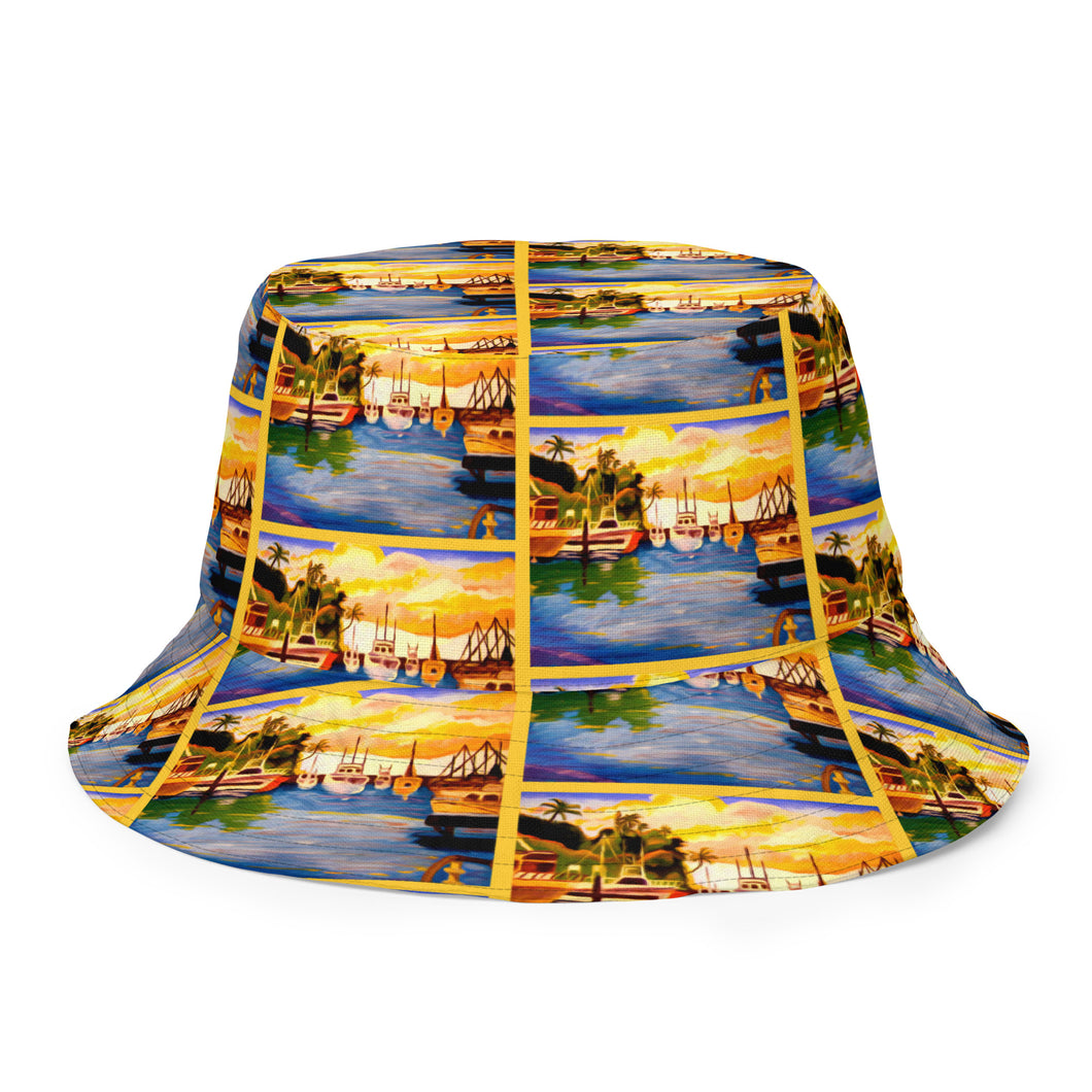 Lahaina Harbor / Fish Reversible bucket hat