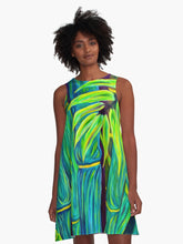 Load image into Gallery viewer, &quot;Blue Bamboo&quot; A Line Dress
