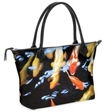 Load image into Gallery viewer, Nappa Leather &amp; Monroe Satin Zipper  Hand Bag &quot;Koi Reflections&quot;
